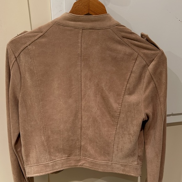 🤩Bebe Beige Faux Suede Jacket Zip detail - Picture 7 of 10